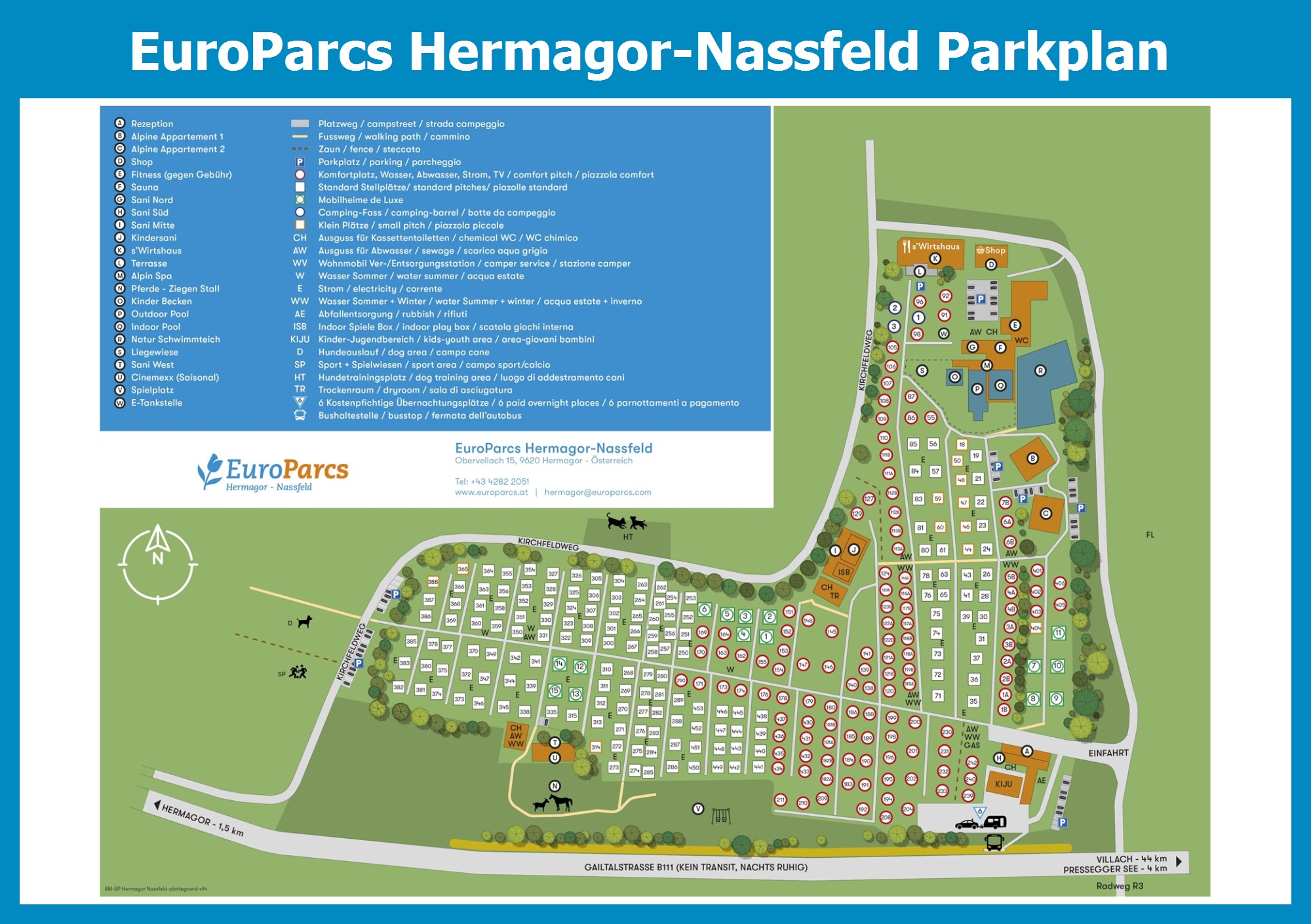 Karte und Lageplan EuroParcs Hermagor-Nassfeld