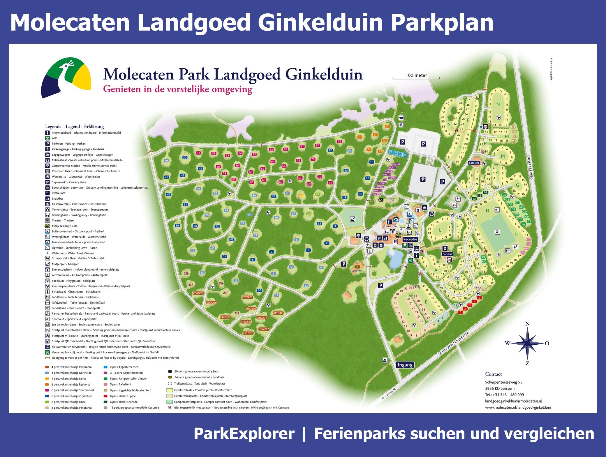 Karte und Lageplan Molecaten Landgoed Ginkelduin