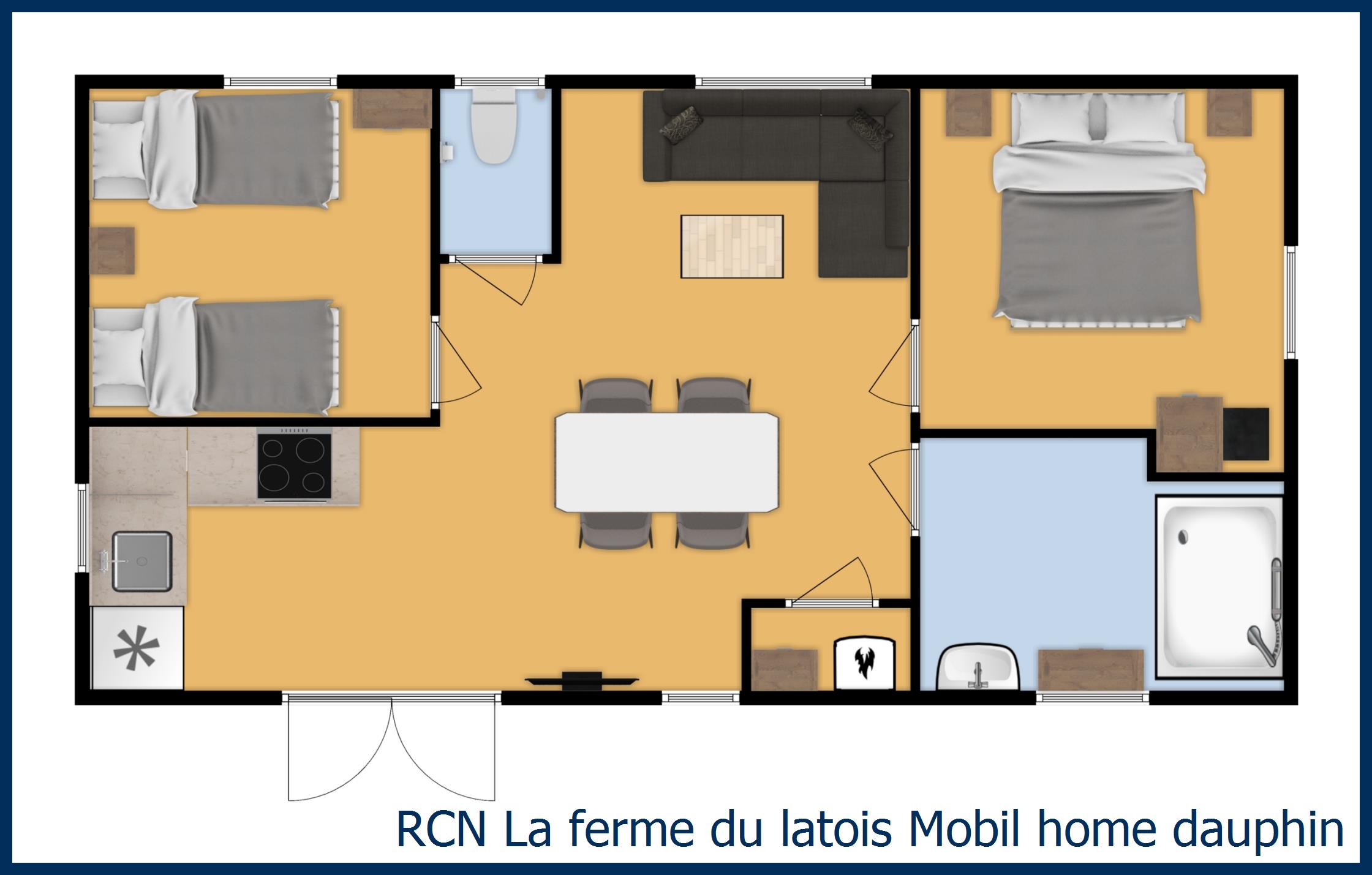 Caravane Mobil home dauphin à La Ferme du Latois